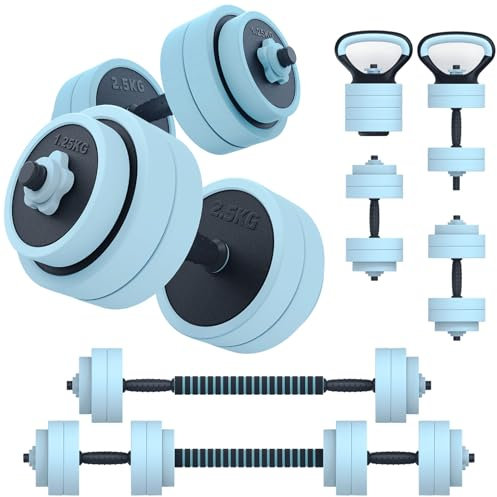 PASYOU Hantelset Verstellbar 20kg 4 in 1 Hanteln Set,Liegestütze & Kettlebell,Dumbbell Set mit Verbindungsrohr, Kurzhantel & Langhantel für Heimfitness