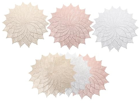 MUCKLILY 6 Tovagliette Da Pranzo in Pvc Riciclabile, Decorazioni Moderne Traforate Per Tavolo Da Sala Da Pranzo, Isolamento Termico Antiscottatura, Set Decorativo Per Feste e Matrimonio