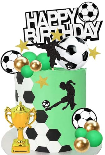 Fussball Tortendeko, 36 Stück Kuchen Deko Fußball, Happy Birthday Tortendeko Fussball, Tortenaufleger Fussball Deko, Fussball Cake Topper für Junge Mädchen Geburtstag Party Dekoration