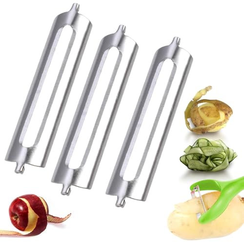 Norhogo 3 pezzi sbucciatore Tupper, lame di ricambio per sbucciatore piatto professionale, lame di ricambio per sbucciatore, lame di ricambio in acciaio inox, per pelaverdure, sbucciatore a pendolo