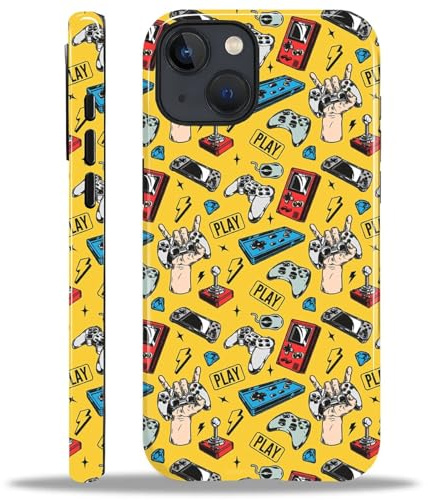 Yesad Case for iPhone 15 Plus, Hybrid 2-Layer Case, Shockproof Military-Grade Protection Durable Anti-Scratch Phone Case for Woman Man Boy Girl, Retro Game Controller