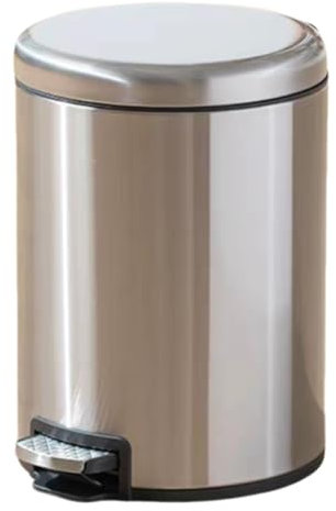Poubelle À Pédale Ronde De 9 L avec Doublure Intérieure Amovible for Chambre À Coucher Et Salle De Bain, en Acier Inoxydable Brossé(Silver,12L)