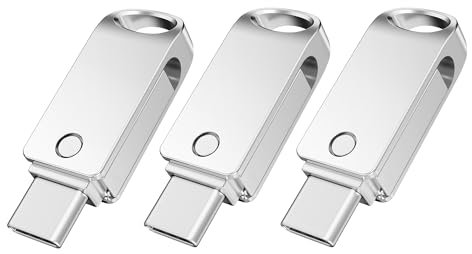 3 Stück USB C 32GB USB Stick 2.0 Mini USB-Stick Typ C 2 in 1 Speicherstick OTG Sticks Metall Wasserdichtes Flash Laufwerk für Handy Mac OS Android Linux Windows 7/8/10/11 Silber