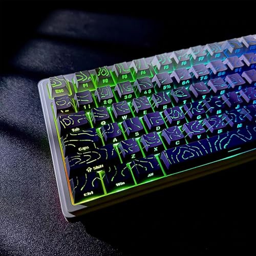 131 Keys PBT Keycaps Cherry Profil Shine Through Topo Tastenkappen-Set | Passend für 61/64/87/104/108 Cherry Mx-Schalter Mechanische Tastatur