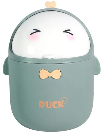 Aevorant Poubelle de Bureau Mini, 1.5L Corbeille à Papier avec Couvercle, pour Bureau, Chambre, Salle de Bain, Table à Langer, Design Compact et Style Moderne (12x12x18cm)