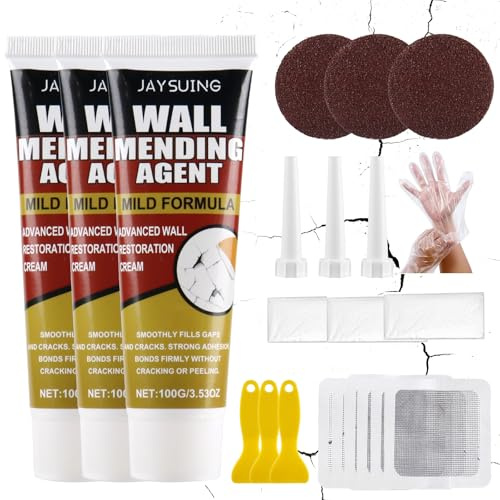 3-pack spackel vit interiör 100 g per flaska, färdig spatel väggreparationskräm, effektiv reparation av borrhål, sprickor och hål, perfekt för väggfyllning peeling och graffitiborttagning