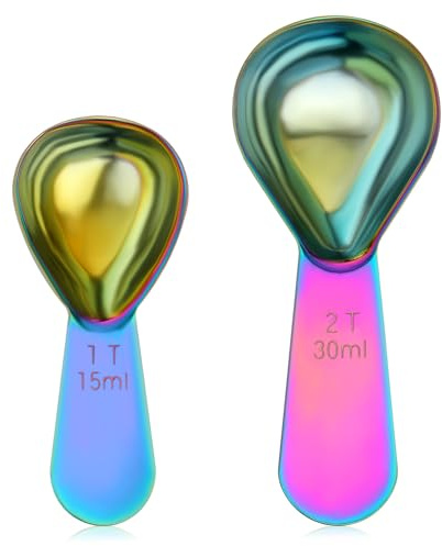ElevateTech Coffee Scoop, 2 Pcs Stainless Steel Coffee Measuring Spoon 2 Tablespoon 1 Tablespoon Metal Measuring Spoon with Short Handle for Ground Coffees, Beans, Tea, Espresso(15 ml & 30ml)