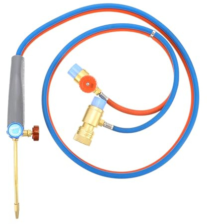Ciieeo Miniatur Gaslötkolben mit 2m Schlauch Sauerstoff und Propangas Schweißbrenner Ergonomischer Griff für Schmuck Elektronik und Reparaturen