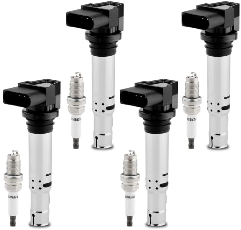 4 PCS Zündspule mit Zündkerzen Kompatibel mit Audi A1 A2 A3 1.4T 1.6L, Seat Ibiza III IV 1.2L-1.6L, Skoda Octavia Fabia I II 1.2L 1.4L, VW Golf IV V Passat Polo 1.4L1.6L Ersatz OE# 036905715