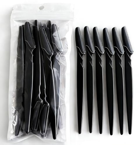 DTOHMOM D15 unidades de maquinilla de afeitar para cejas, recortadora de cejas para mujer, para cara, cuerpo y cejas, para hombres y mujeres, vello facial, portátil (negro)