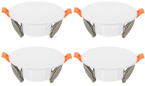 sourcing map 4Pcs 95mm/3.7 Round Ceiling Cover Plate, LED Downlight Hole Trim Wall Hole Spring Mount Decorative Flat Cap Access Panel for 2.2-3.3 Inch Ceiling or Wall Openings, Matte White
