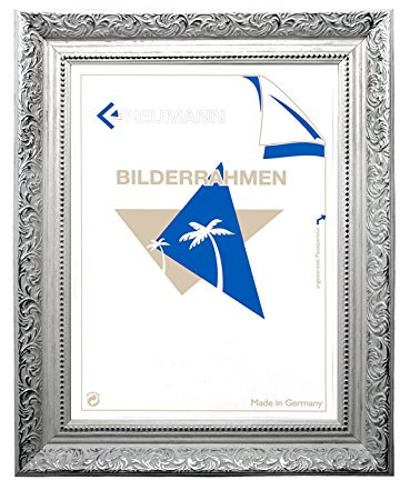 Barockrahmen weiß mit Silber verziert 469 BIA/ARG, Wechselrahmen 61x91 cm
