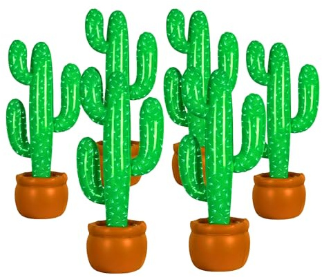 Shatchi Cactus 5018-6PK Lot de 6 Cactus gonflables Wild West Cowboy Mexicain Décoration de Plage Fête 86 cm Vert