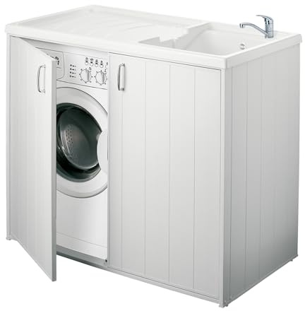 Lavatoio e Coprilavatrice in PVC 109x60x92cm Forlani SuperWash Bianco