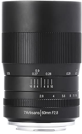 7artisans 60 mm F2.8 Makro APS-C Weitwinkelobjektiv für Sony Emount Kameras wie A7 A7II A7R A7RII A7S A7SII A6500 A6300 A6000 A5100 A5000 EX-3 NEX-3N NEX-3R NEX-C3 NEX-F3K NEX-5 NEX-5 NEX-5N