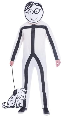 amscan 9905096 Erwachsenenkostüm-Set Stick Man, 3-teilig, weiß
