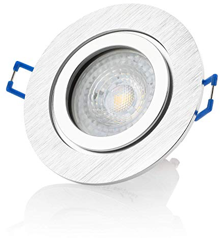 sweet-led, IP44 Aluminium Rahmen, Badezimmer,inkl.GU10 7W Warmweiß Bad,Einbauleuchte,Aluminium, Klickverschluß, Einbaurahmen IP44 Einbaustrahler, Einbauspot (1xSilber-7W)