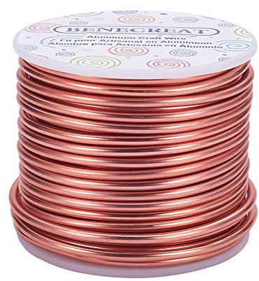 BENECREAT Filo di alluminio da 3 mm per artigianato con gioielli, 17 metri, filo pieghevole per scultura in metallo per creare composizioni floreali e modelli, colore rame