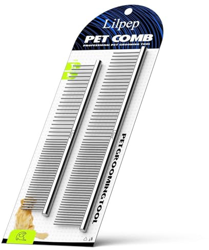 Lilpep 2PCS Stainless Steel Metal Dog Comb, For Removing Tangled Mats And Massaging Pet Combs, Professional Pet Grooming Tools