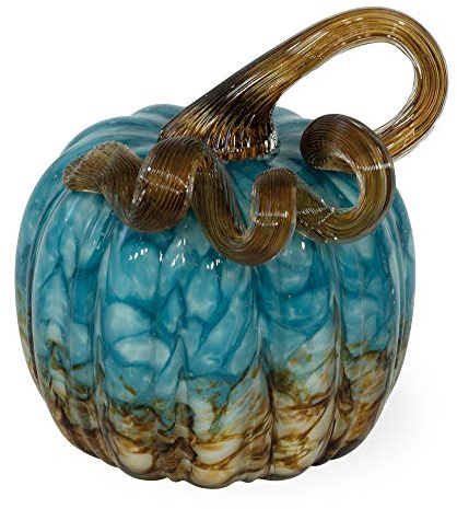 Boston International Handblown Glass Pumpkin Tabletop Décor, 4.5 x 5.5-Inches, Copper Canyon