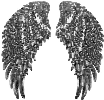 SOIMISS 1 Paar Pailletten Aufnäher Bügelbild Aufbügler Bügeleisen auf Patches Applikation Engel Flügel Muster Patches Sticker für DIY Basteln Kleider Jeans Pullover Weihnachtsschmuck Schwarz