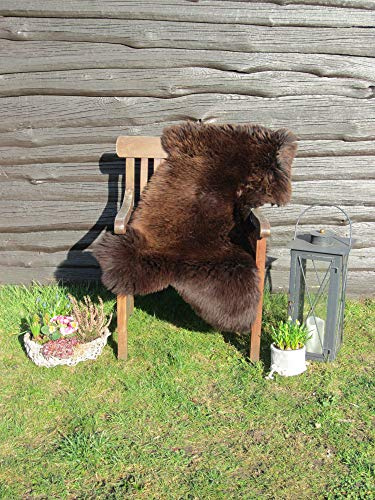 Äkta Eco Merino fårskinn lammskinnspäls brun ekologisk solbränning (110–120 cm)