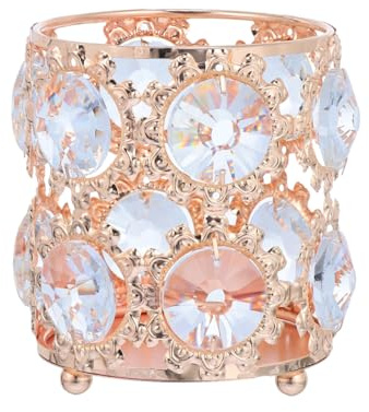 Beaupretty Rhinestone Makeup Brush Storage Organizer 3.74X3.74X3.93In Desktop Pen Holder Cosmetic Container for Vanity Table and Home Desk