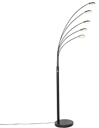 Qazqa sixties - LED Dimmable Lampadaire variateur inclus - 5 lumière - H 1810 mm - Noir - Design - éclairage intérieur - Salon I Chambre I Cuisine I Salle à manger