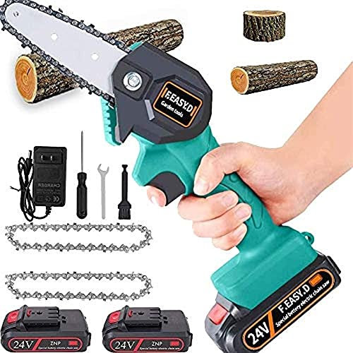 DSDD Mini Motosierra Portátil 26V Motosierra Eléctrica Tijeras de Podar Inalámbrica Pequeña Sierra Eléctrica Sierra Eléctrica de Una Mano Sierra de Tala de Jardín para Cortar