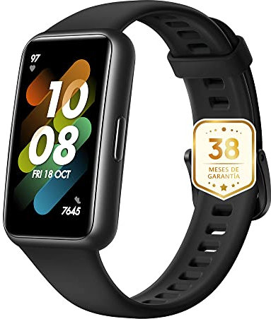 HUAWEI, Band 7 Smartwatch, braccialetto di attività, monitor di salute e fitness, schermo ultra sottile senza cornici, durata della batteria di 2 settimane, 96 modalità di allenamento, nero, taglia