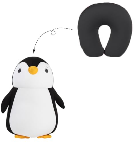 Ghzste 2 in 1 Nackenkissen,Reisekissen, Reise Deformations Nackenkissen, niedlicher Pinguin in in U-Form, Erwachsene, Kinder, Camping, Wandern, Flugzeug,Ruhe und Schlaf