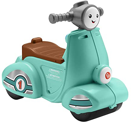Fisher-Price Toddler Ride-On Toy Scooter with Smart Stages Educational Content for Pretend Play, Multi-Language Version, Laugh & Learn, HMV76