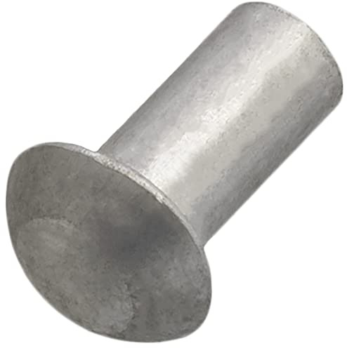AERZETIX C62044 Remaches Aluminio Ø6x12mm, Juego de 10 | Cabeza semi redonda abombada, Remache sólido para golpear, DIN 660, Color plata, Montaje no desmontable