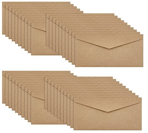 WYAN 40 Stk. 105×215mm Kraftpapier Umschläge,für Feiertage,Partys(Braun) | Kraftpapier,Design mit dreieckigem Klappdeckel,DIY,zur Aufbewahrung von Karten,Partygeschenken und anderen Kleinigkeiten