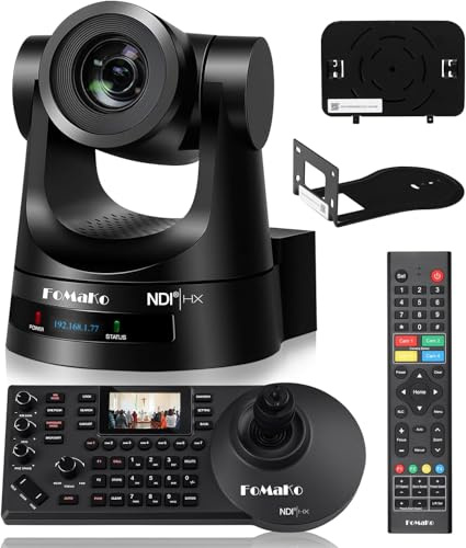 FoMaKo NDI PTZ Camera, AI Auto-Tracking Gen 3, 30X Optical Zoom, for Church Worship, NDI PTZ Controller, BN301(Bundle KN30A+KC608 Pro)