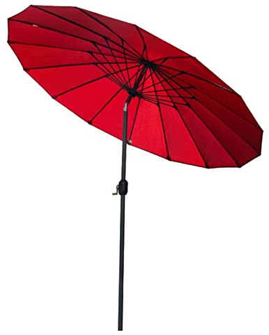 Sonnenschirm Shanghai Ø 250 cm Rund, Aluminium Gartenschirm UV-Schutz, Balkon Sonnenschirm,Wetterfest, Knickbar, Polyester 160 g/m², Rot