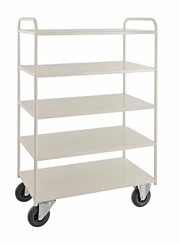 Etagenwagen mit 5 Böden 975 x 550 x 1.465 mm, Traglast: 400 kg - weiß