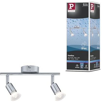 Paulmann 66748 Deckenstrahler Carolina IP44 GU10 230V max. 2x10W dimmbar Chrom zweiflammiges Spotlight