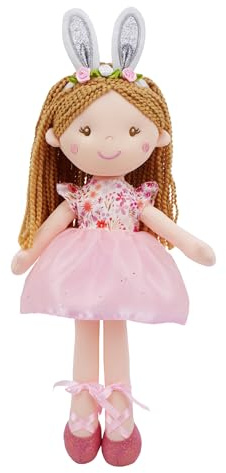 June Garden 16 Enchanted Garden Fairy Doll Brielle - Plush Stuffed Soft Bunny Doll Girl Easter Gift - Pink Dress