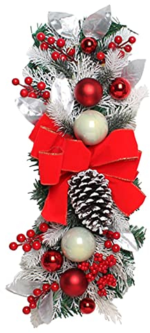 Kielsjajd Türkranz, Weihnachten Deko Türkranz, Bauernhaus Weihnachtskranz Türkranz, Türkranz Weihnachten Weihnachtsdeko Kranz deko, für Haustür, Kamin,Weihnachtsdekoration (Red, One Size)