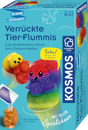 KOSMOS 658267 Verrückte Tier-Flummis, Experimentierkasten für Kinder ab 8 Jahre, Flummis selber Machen Set für Kinder, Lass Eichhörnchen durchs Zimmer hüpfen