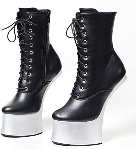 LiuGUyA High Heels Sexy 47 Horseshoe Booties 18cm Cosplay Pole Dance Schuhe,Black-44