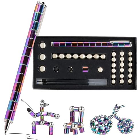 MORAINJAY Kugelschreiber Fidget Pen,Magnet Stift Gravity Pen,Mehrfarbig Lustige Multifunktions Stift,Magnetstift mit Stylus Stift und Stressabbau Geschenk Toys für Junge Männer Frauen Teenager Farbe