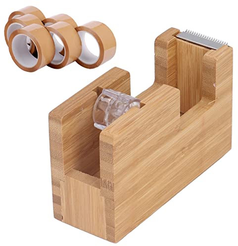 XHTLLO Desktop-Klebebandabroller-Halter, Holz-Schreibtisch-Klebebandabroller, Kleberollen-Briefpapier-Werkzeug für Büro-Schreibtisch