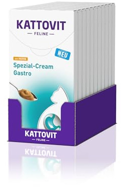 KATTOVIT - Gastro Spezial-Cream für Katzen | Katzen-Diätsnack zur Unterstützung des Magen-Darm-Systems für ausgewachsene Katzen | mit praktischer Portionierung | 11x6x15 ml Huhn