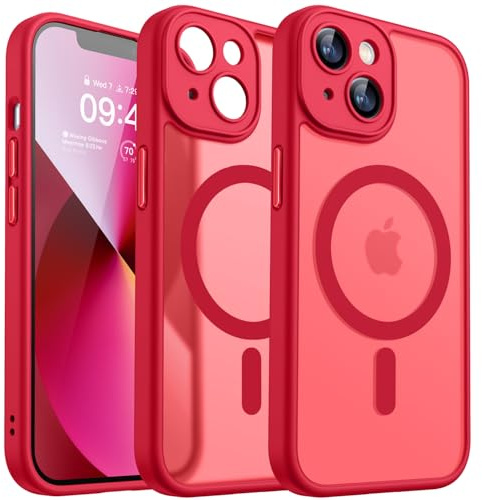 CANSHN für iPhone 13 Hülle mit Kameraschutz, Rot