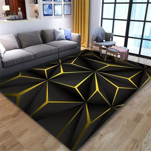 RUGMRZ Büro Teppich Schlafzimmerteppich Für Erwachsene Wohnzimmer Schwarzer Schlafzimmer Rechteckiger Flecken- Und Verschleißfest Schlaf Zimmer-Teppich 120X180Cm 3Ft 11.2''X5Ft 10.9''