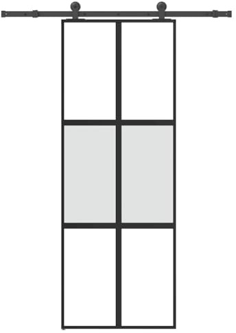 vidaXL Puerta corredera set herrajes vidrio templado aluminio 76x205cm