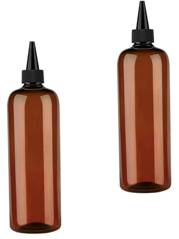 SouiWuzi Hair Oil Applicator, 2PCS 500ml/16ounce Plastic Squeeze Bottles for Oil, Refillable Hair Oiling Bottle, Visible Hair Dye Bottle with Twist Top Cap,Hair Oiling Applicator