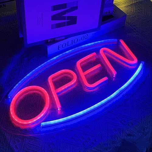STHomedeco LED neonljusskylt – 45 x 22 cm neonöppna skyltar USB-driven för butiksaffärer (öppen skylt)